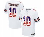 Chicago Bears #10 Mitchell Trubisky Elite White Road USA Flag Fashion Football Jersey