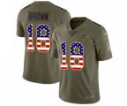 Seattle Seahawks #18 Jaron Brown Limited Olive USA Flag 2017 Salute to Service NFL Jersey