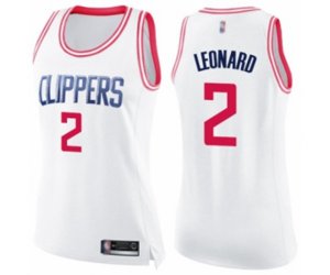 Women\'s Los Angeles Clippers #2 Kawhi Leonard Swingman White Pink Fashion Basketball Jersey