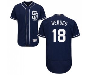 San Diego Padres #18 Austin Hedges Navy Blue Alternate Flex Base Authentic Collection MLB Jersey