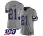 Dallas Cowboys #21 Ezekiel Elliott Limited Gray Inverted Legend 100th Season Football Jersey
