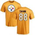 Pittsburgh Steelers #88 Lynn Swann Gold Name & Number Logo T-Shirt