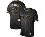 Los Angeles Dodgers #14 Enrique Hernandez Authentic Black Gold Fashion Baseball Jersey