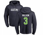 Seattle Seahawks #3 Russell Wilson Navy Blue Name & Number Logo Pullover Hoodie