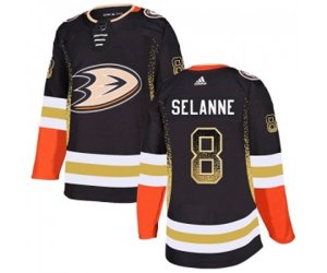 Anaheim Ducks #8 Teemu Selanne Authentic Black Drift Fashion Hockey Jersey