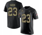 Pittsburgh Steelers #23 Joe Haden Black Camo Salute to Service T-Shirt