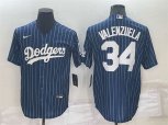 Los Angeles Dodgers #34 Fernando Valenzuela Navy Blue Pinstripe Stitched MLB Cool Base Nike Jersey