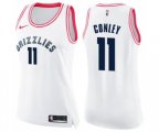 Women's Memphis Grizzlies #11 Mike Conley Swingman White Pink Fashion Basketball Jersey