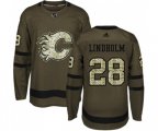 Calgary Flames #28 Elias Lindholm Authentic Green Salute to Service Hockey Jersey