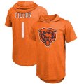 Chicago Bears Justin Fields Fanatics Branded Orange Player Name & Number Tri-Blend Short Sleeve Hoodie
