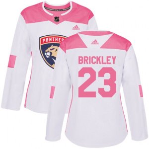 Women\'s Florida Panthers #23 Connor Brickley Authentic White Pink Fashion NHL Jersey