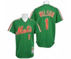 New York Mets #1 Mookie Wilson Authentic Green Throwback Baseball Jersey
