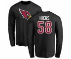 Arizona Cardinals #58 Jordan Hicks Black Name & Number Logo Long Sleeve T-Shirt