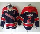 New York Rangers #2 Brian leetch dk.blue-red[pullover hooded sweatshirt][patch A]