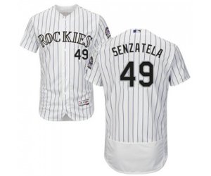 Colorado Rockies #49 Antonio Senzatela White Home Flex Base Authentic Collection Baseball Jersey