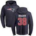New England Patriots #38 Brandon Bolden Navy Blue Name & Number Logo Pullover Hoodie