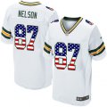 Green Bay Packers #87 Jordy Nelson Elite White Road USA Flag Fashion NFL Jersey