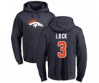 Denver Broncos #3 Drew Lock Navy Blue Name & Number Logo Pullover Hoodie