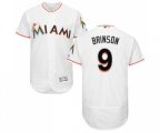 Miami Marlins #9 Lewis Brinson White Home Flex Base Authentic Collection Baseball Jersey
