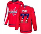 Washington Capitals #77 T.J. Oshie Authentic Red USA Flag Fashion NHL Jersey