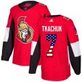 Ottawa Senators #7 Brady Tkachuk Authentic Red USA Flag Fashion NHL Jersey