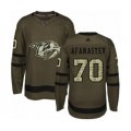 Nashville Predators #70 Egor Afanasyev Authentic Green Salute to Service Hockey Jersey