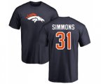 Denver Broncos #31 Justin Simmons Navy Blue Name & Number Logo T-Shirt