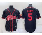 San Francisco 49ers #5 Trey Lance Black Stitched Cool Base Nike Baseball Jersey