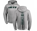 New York Jets #48 Jordan Jenkins Ash Backer Pullover Hoodie