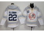 New York Yankees #22 Jacoby Ellsbury White Sawyer Hooded Sweatshirt MLB Hoodie