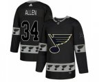 Adidas St. Louis Blues #34 Jake Allen Authentic Black Team Logo Fashion NHL Jersey