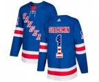 Adidas New York Rangers #1 Eddie Giacomin Authentic Royal Blue USA Flag Fashion NHL Jersey