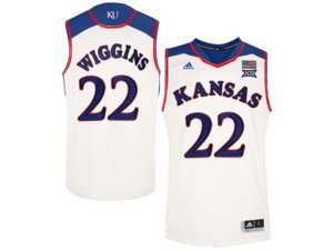 Men\'s Kansas Jayhawks Andrew Wiggins #22 College Basketball Authentic Jersey - White