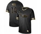 Philadelphia Phillies #14 Pete Rose Authentic Black Gold Fashion Baseball Jersey