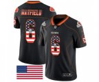 Cleveland Browns #6 Baker Mayfield Limited Black Rush USA Flag Football Jersey