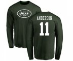 New York Jets #11 Robby Anderson Green Name & Number Logo Long Sleeve T-Shirt