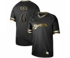 Milwaukee Brewers #6 Lorenzo Cain Authentic Black Gold Fashion Baseball Jersey