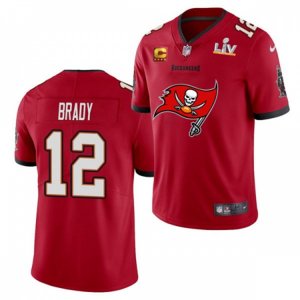 Tampa Bay Buccaneers #12 Tom Brady Nike Red with Buccaneers Primary Logo 2021 Super Bowl LV Champions Vapor Limited Jersey