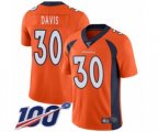 Denver Broncos #30 Terrell Davis Orange Team Color Vapor Untouchable Limited Player 100th Season Football Jersey