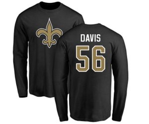 New Orleans Saints #56 DeMario Davis Black Name & Number Logo Long Sleeve T-Shirt