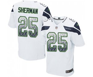 Seattle Seahawks #25 Richard Sherman Elite White Road Drift Fashion Football Jersey