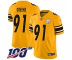 Pittsburgh Steelers #91 Kevin Greene Limited Gold Inverted Legend 100th Season Football Jersey
