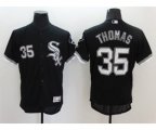 Men Chicago White Sox #35 Frank Thomas Majestic Black Flexbase Authentic Collection Player Jersey
