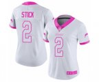 Women Los Angeles Chargers #2 Easton Stick Limited White Pink Rush Fashion Football Jersey