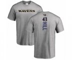 Baltimore Ravens #43 Justice Hill Ash Backer T-Shirt