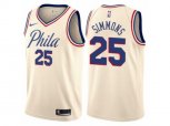 Philadelphia 76ers #25 Ben Simmons Authentic Cream NBA Jersey - City Edition