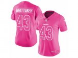 Womens Carolina Panthers #43 Fozzy Whittaker Limited Pink Rush Fashion NFL Jersey