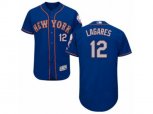 New York Mets #12 Juan Lagares Royal Gray Flexbase Authentic Collection MLB Jersey