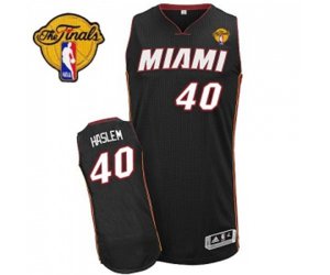 Miami Heat #40 Udonis Haslem Authentic Black Road Finals Patch Basketball Jersey