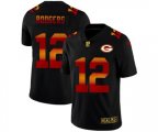 Green Bay Packers #12 Aaron Rodgers Black Red Orange Stripe Vapor Limited NFL Jersey